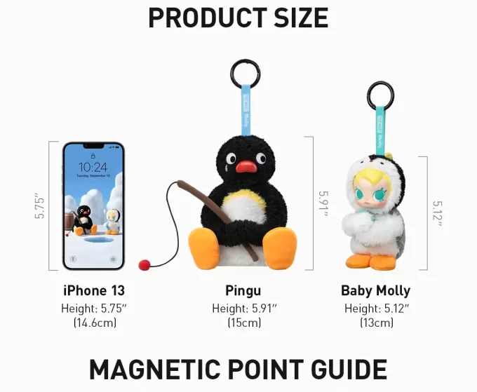 Baby Molly × Pingu Happy Fishing Series – Caixa surpresa com pingente de pelúcia de vinil
