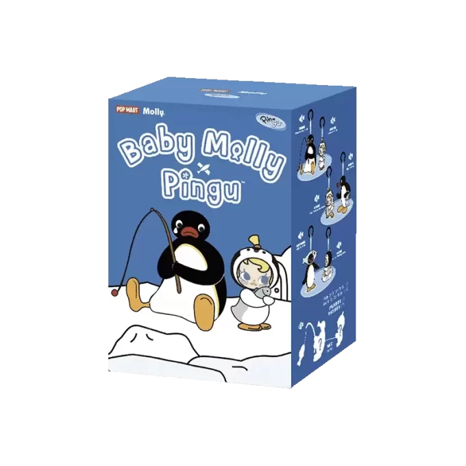 Baby Molly × Pingu Happy Fishing Series – Caixa surpresa com pingente de pelúcia de vinil