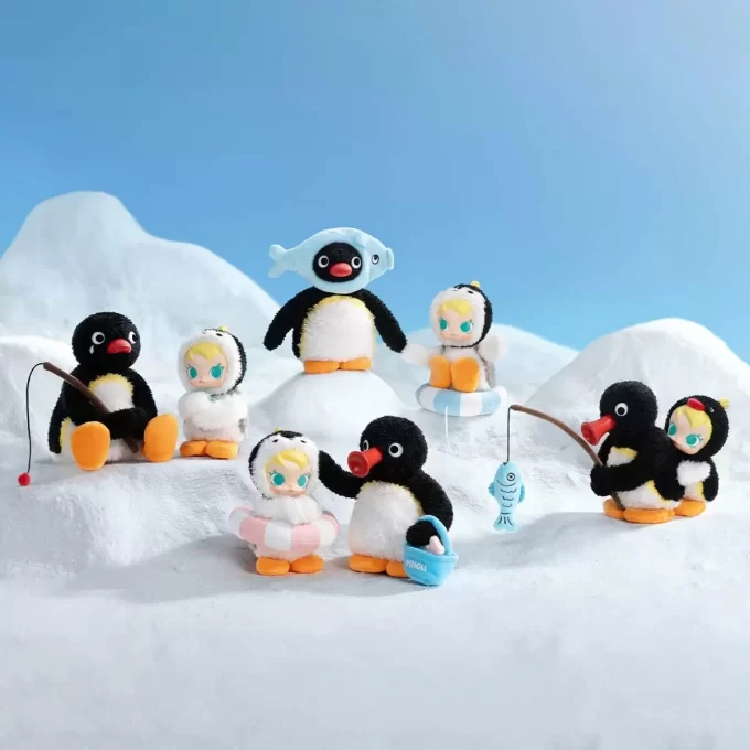 Baby Molly × Pingu Happy Fishing Series – Caixa surpresa com pingente de pelúcia de vinil