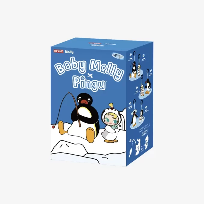 Baby Molly × Pingu Happy Fishing Series – Caixa surpresa com pingente de pelúcia de vinil