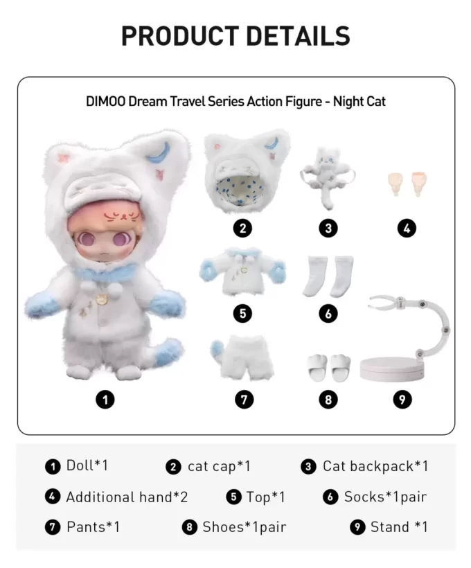 Boneco de ação da série Dream Travel da DIMOO