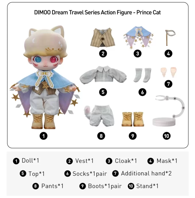 Boneco de ação da série Dream Travel da DIMOO