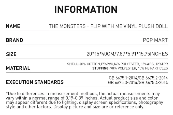 Boneco de pelúcia de vinil THE MONSTERS – FLIP WITH ME