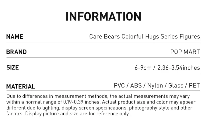 Bonecos da série Care Bears Colorful Hugs