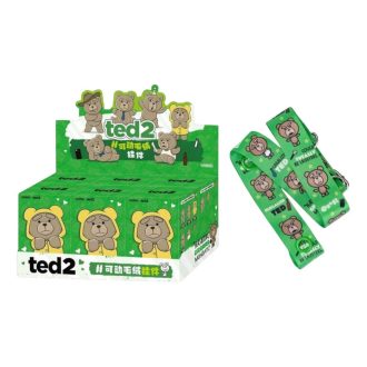 Caixa selada com pingente de pelúcia Ted2 Teddy Bear Action (6 caixas surpresa) + babador e suporte bônus especiais
