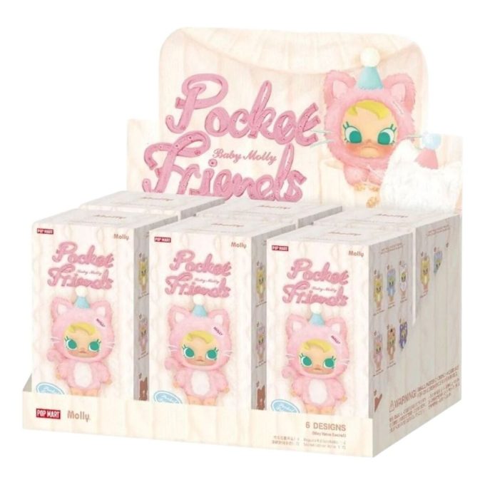 Caixa selada com pingente de vinil de pelúcia Baby Molly Pocket Friends (6 caixas surpresa)