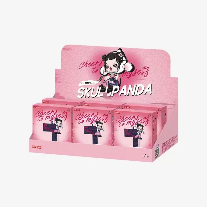 Caixa surpresa com pingente de distintivo da série SKULLPANDA CHEERS TO MYSELF