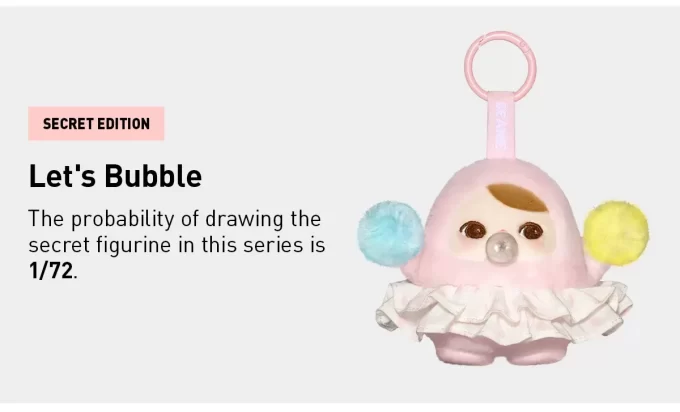 Caixa surpresa com pingente de pelúcia da série PUCKY BEANIE BUBBLE UP