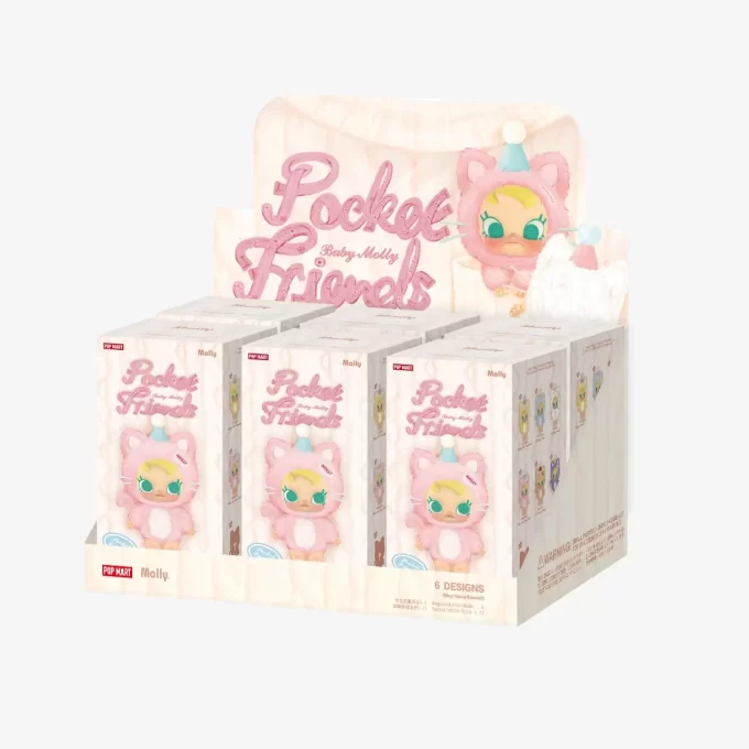 Caixa surpresa com pingente de pelúcia de vinil Baby Molly Pocket Friends Series