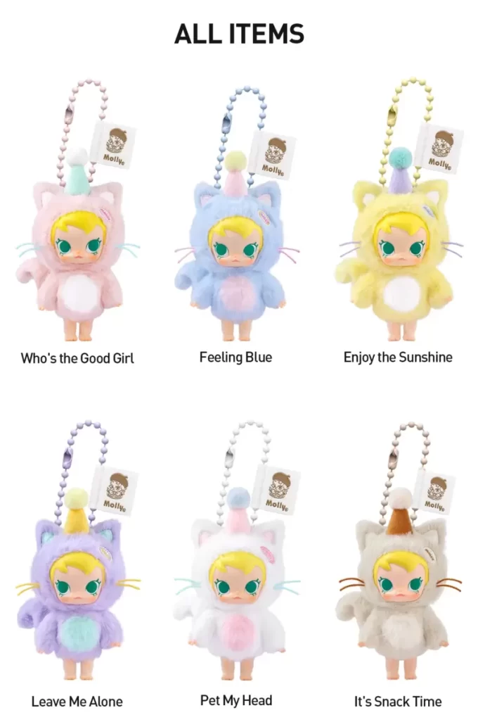 Caixa surpresa com pingente de pelúcia de vinil Baby Molly Pocket Friends Series