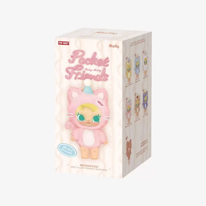 Caixa surpresa com pingente de pelúcia de vinil Baby Molly Pocket Friends Series