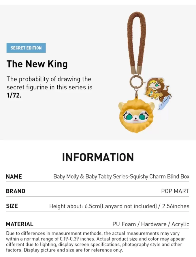 Caixa surpresa com pingente de pitada da série Baby Molly e Baby Tabby