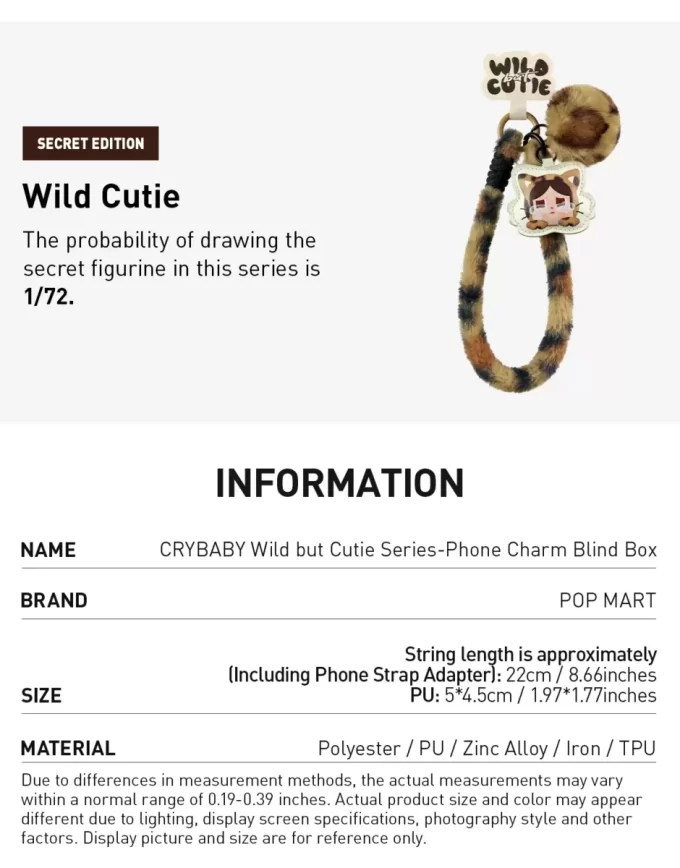 Caixa surpresa com pingente para celular da série CRYBABY Wild But Cutie