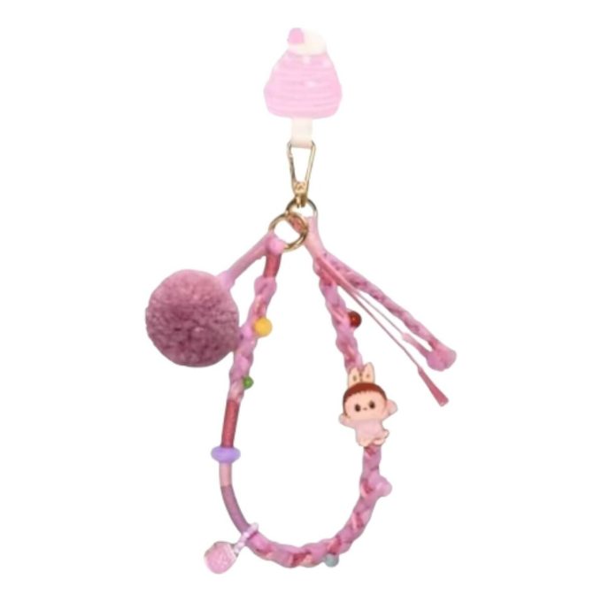 Chaveiro Labubu Pom Party “Rosa Vermelha”