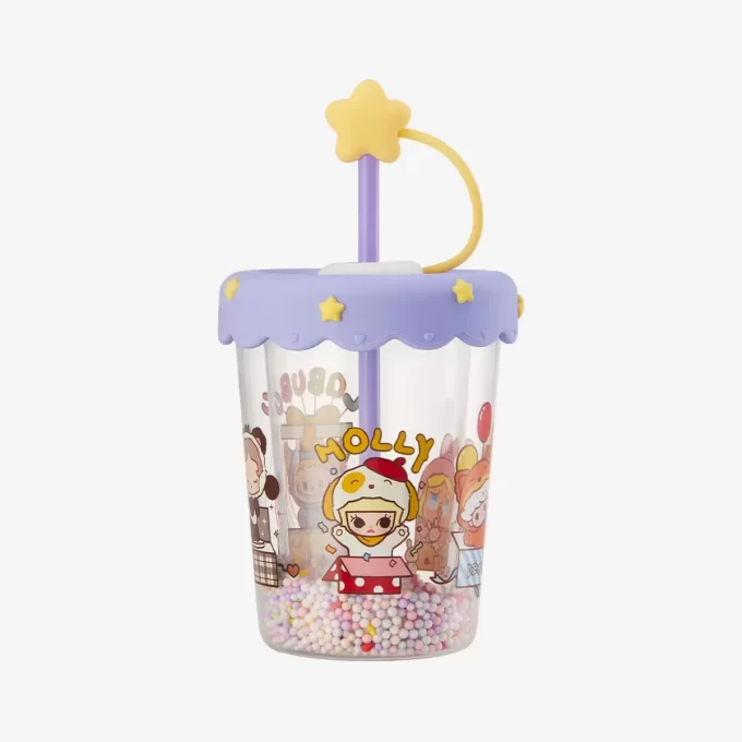Copo de palha de agitação de camada dupla para festa de pijama POP BEAN