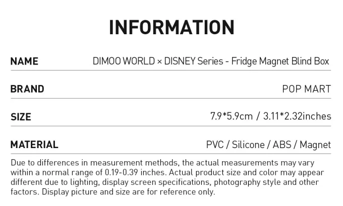 DIMOO WORLD × DISNEY Series – Caixa surpresa com ímã de geladeira