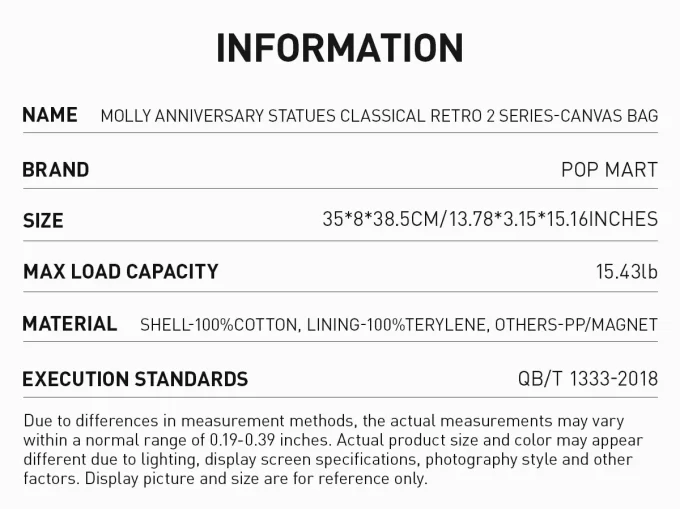 Estátuas de aniversário MOLLY Classical Retro Série 2 – Bolsa de lona