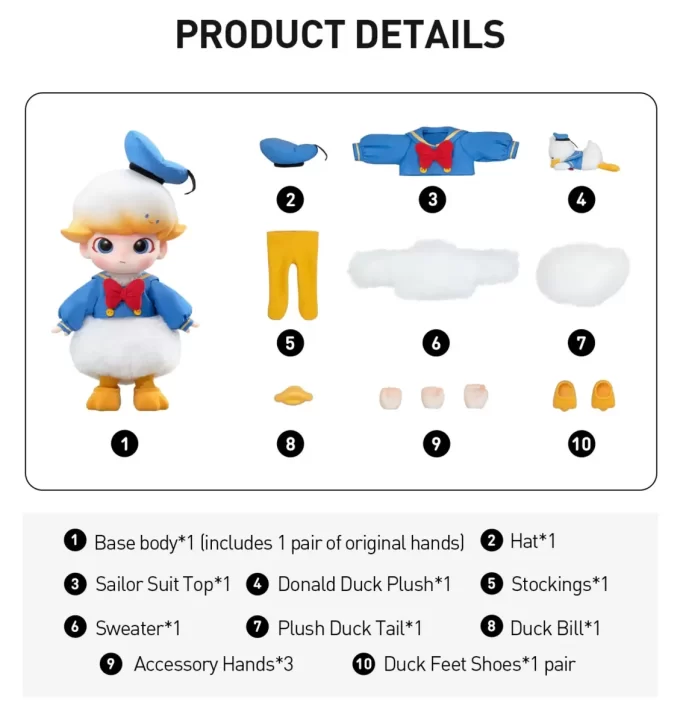 Figura de ação DIMOO Pato Donald 1/8