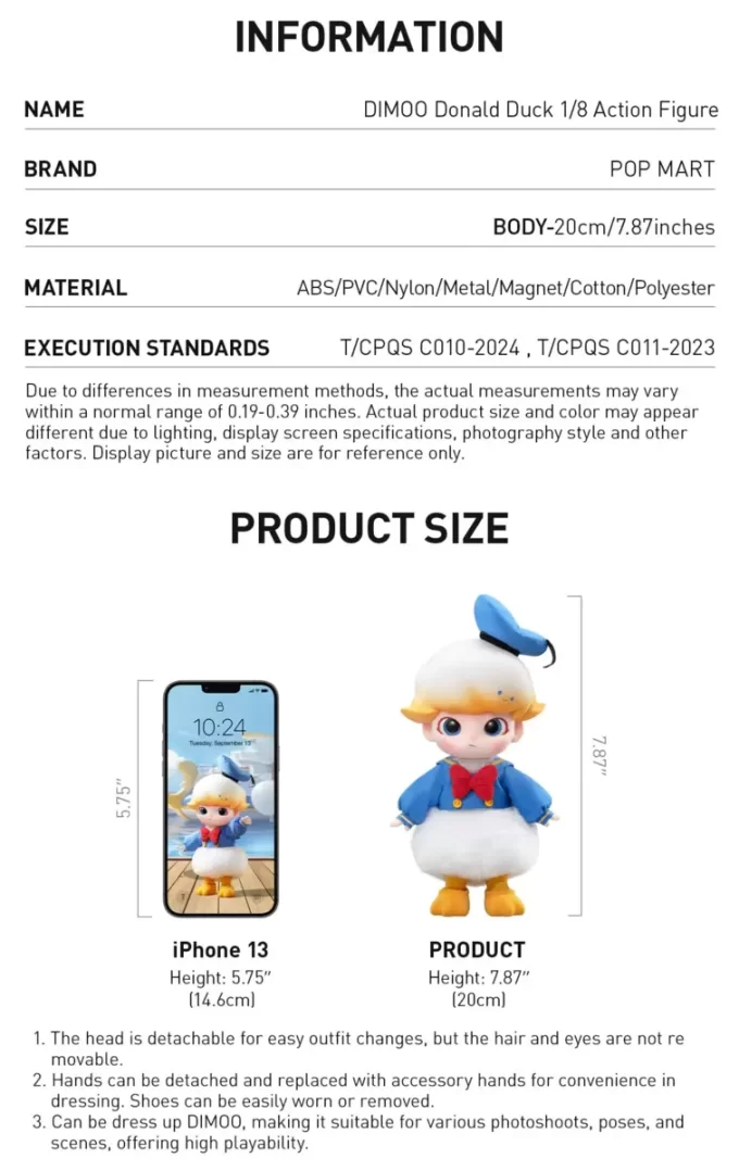 Figura de ação DIMOO Pato Donald 1/8