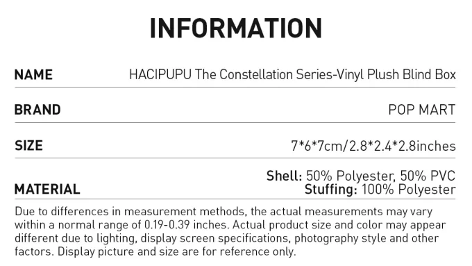 HACIPUPU The Constellation Series – Caixa Surpresa de Pelúcia em Vinil