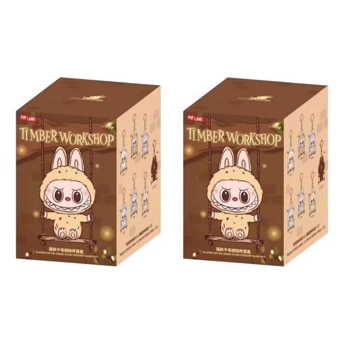 Labubu The Monsters Timber Workshop Brincando no Balanço Pingente Pop Land Caixa Lacrada Exclusiva (2 Caixas Surpresas)