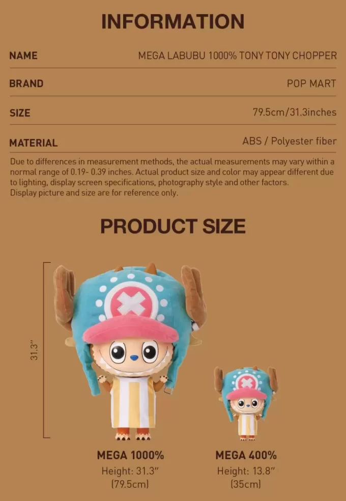 [Escaneie para comprar] MEGA LABUBU 1000% TONY TONY CHOPPER