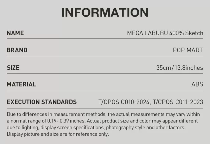 MEGA LABUBU 400% Esboço