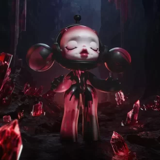 MEGA α SKULLPANDA 400% Cristal Vermelho
