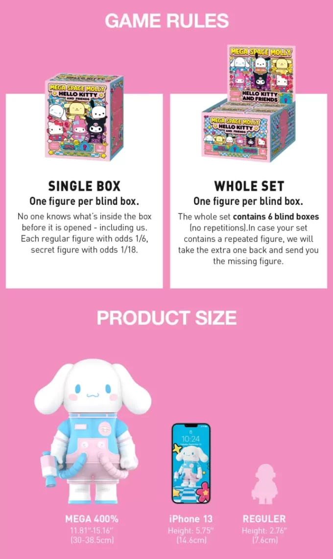 MEGA SPACE MOLLY 400% Série Hello Kitty e Amigos MEGA SPACE MOLLY 400% Série Hello Kitty e Amigos