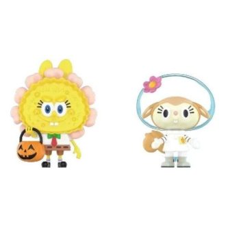 Pop Mart x Bob Esponja Os Monstros Labubu “Jack O Lantern e Sandy Cheeks x Pato”