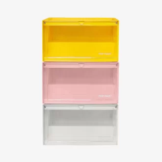 Recipiente de exposição luminosa POP MART (branco, amarelo e rosa)