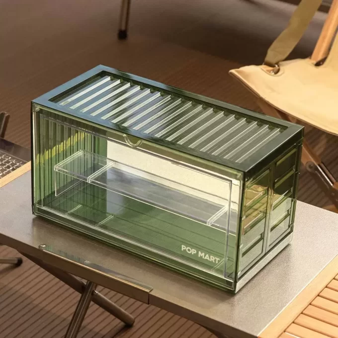 Recipiente de exposição montado POP MART (verde transparente)