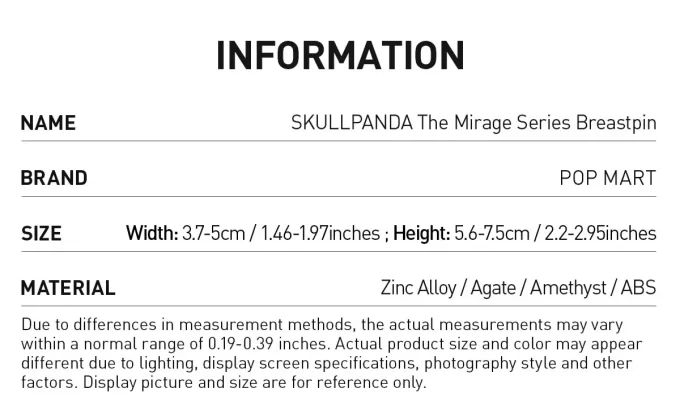 SKULLPANDA Alfinete de peito da série Mirage
