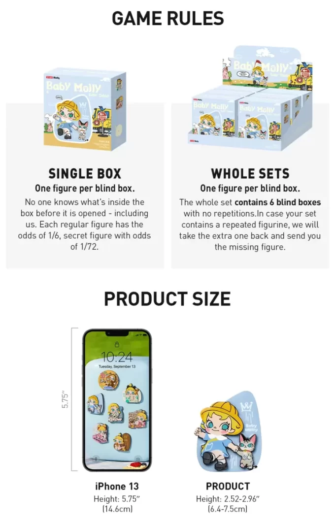 Série Baby Molly e Baby Tabby – Caixa surpresa com ímã de geladeira