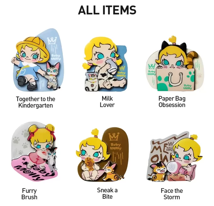 Série Baby Molly e Baby Tabby – Caixa surpresa com ímã de geladeira