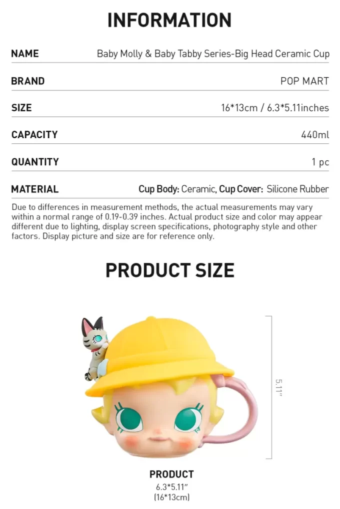 Série Baby Molly e Baby Tabby – Copo de cerâmica com cabeça grande