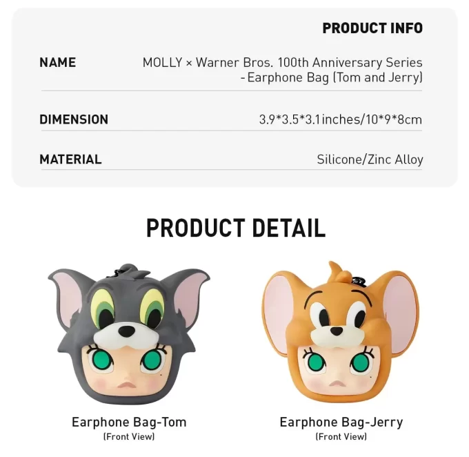 Série de 100º aniversário da MOLLY X Warner Bros. – Bolsa para fones de ouvido (Tom e Jerry)