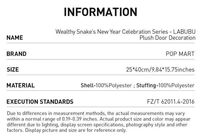 Série de Celebração de Ano Novo da Wealthy Snake – Decoração de Porta de Pelúcia LABUBU