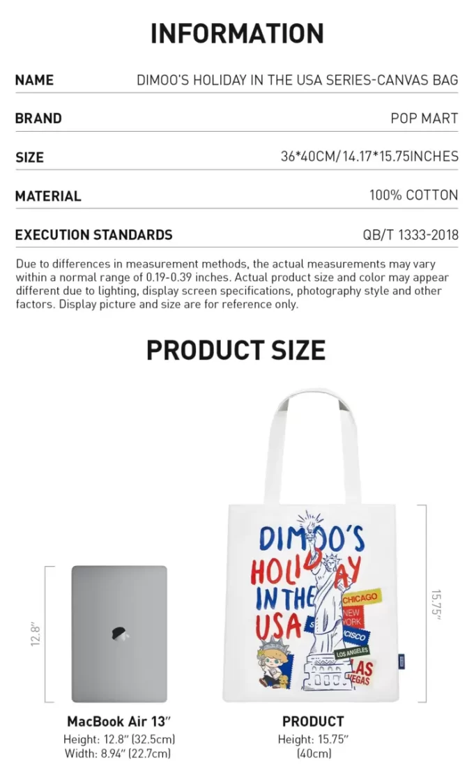 SÉRIE FÉRIAS NOS EUA DE DIMOO – Bolsa de lona