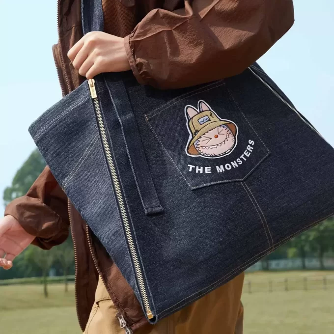 SÉRIE OS MONSTROS CAEM NA NATUREZA – Bolsa Avental Jeans