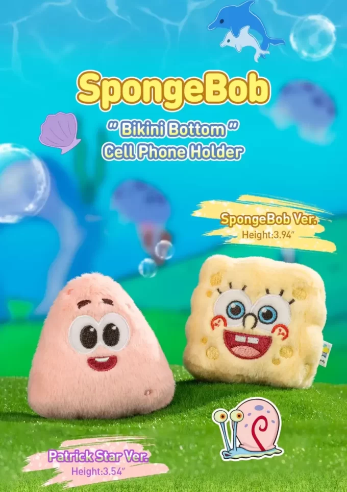 Suporte para celular com fundo de biquíni do Bob Esponja