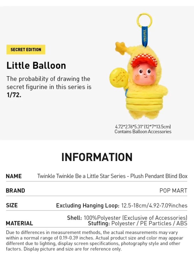 Twinkle Twinkle Be A Little Star Series – Caixa surpresa com pingente de pelúcia